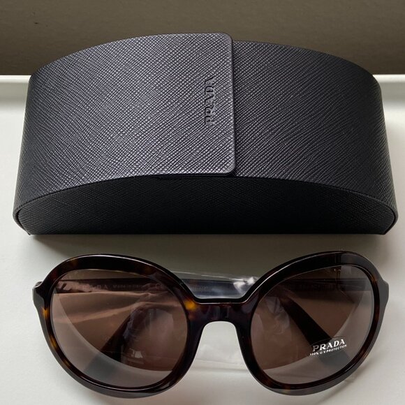 PRADA Sunglasses 0PR 09VS Tortoiseshell Havana Plastic Round Sunglasses NIB - Picture 11 of 11